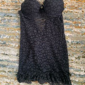 The Lacie Black Heart Patterned Victoria's Secret Bra Bustier Top